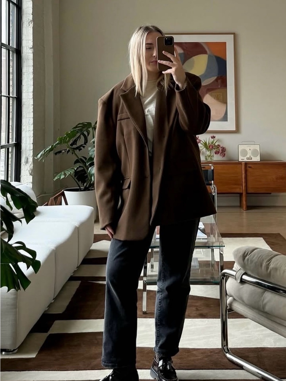 Source Unknown Brown Oversized Women's Blazer - One Size